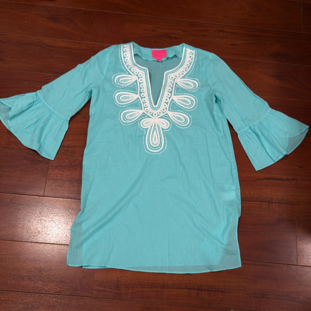 Lilly Pulitzer Aqua Tunic with White Detailing - Picture 7 of 10